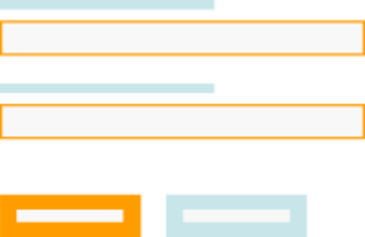 Darstellung eines Online Formulars mit einem orangenen und einem grauen Button.